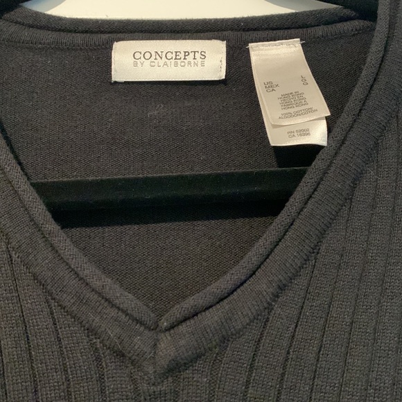 Mens large 100% cotton concepts by Claiborne black ribbed lightweight sweater - Picture 2 of 4